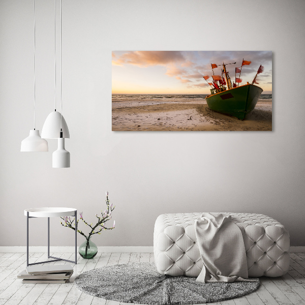 Plexiglas foto Vissersboot strand