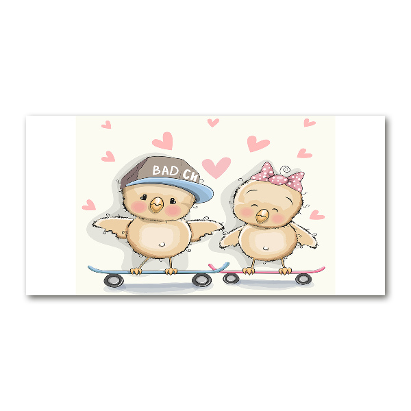 Plexiglas schilderij Vogels op een skateboard