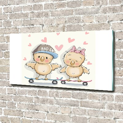 Plexiglas schilderij Vogels op een skateboard