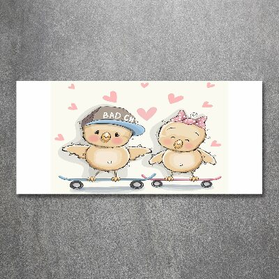 Plexiglas schilderij Vogels op een skateboard