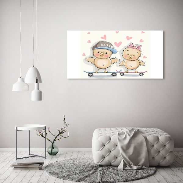 Plexiglas schilderij Vogels op een skateboard