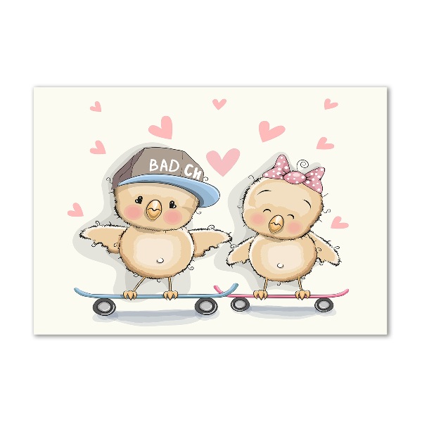 Plexiglas schilderij Vogels op een skateboard