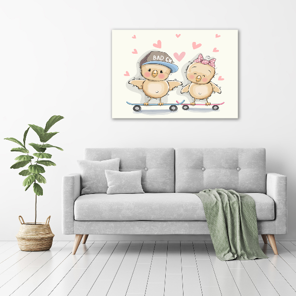 Plexiglas schilderij Vogels op een skateboard