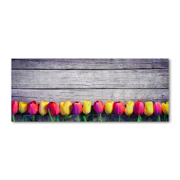 Foto in plexiglas Tulpen op hout