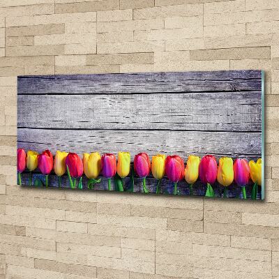 Foto in plexiglas Tulpen op hout
