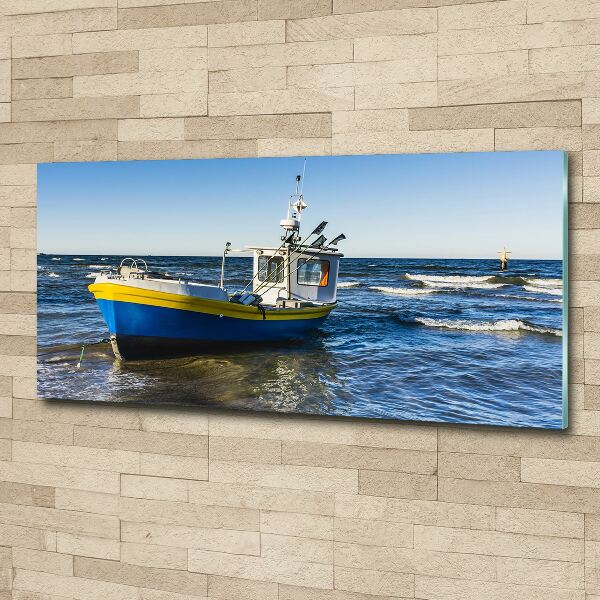Plexiglas foto Een patrouilleboot op zee