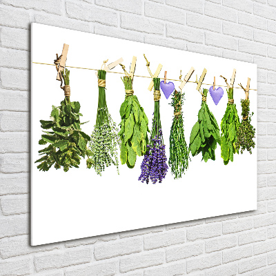 Schilderij op acrylglas Kruiden aan een touwtje