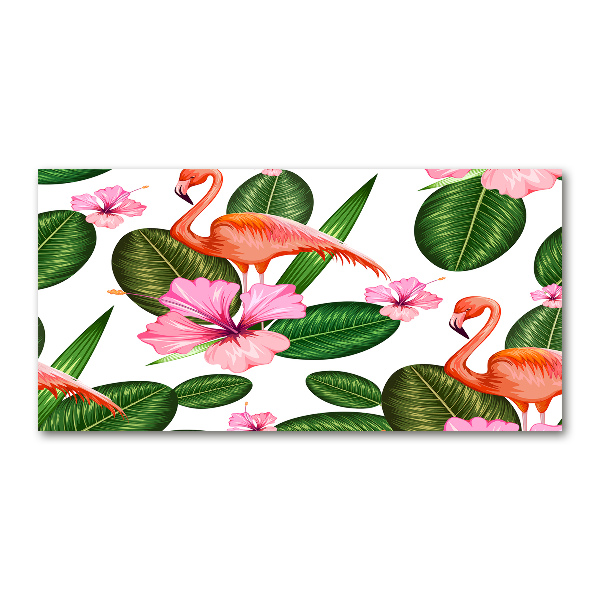 Foto op plexiglas Flamingo's en planten