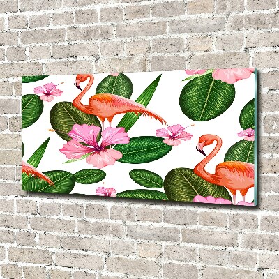 Foto op plexiglas Flamingo's en planten