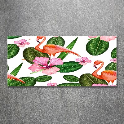 Foto op plexiglas Flamingo's en planten