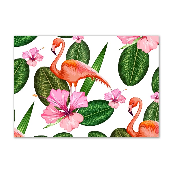 Foto op plexiglas Flamingo's en planten