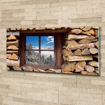 Schilderij op acrylglas De winter buiten het raam.