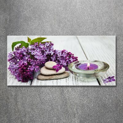 Plexiglas schilderij Seringen en zenstenen