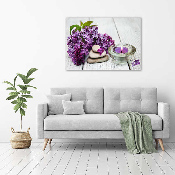 Plexiglas schilderij Seringen en zenstenen