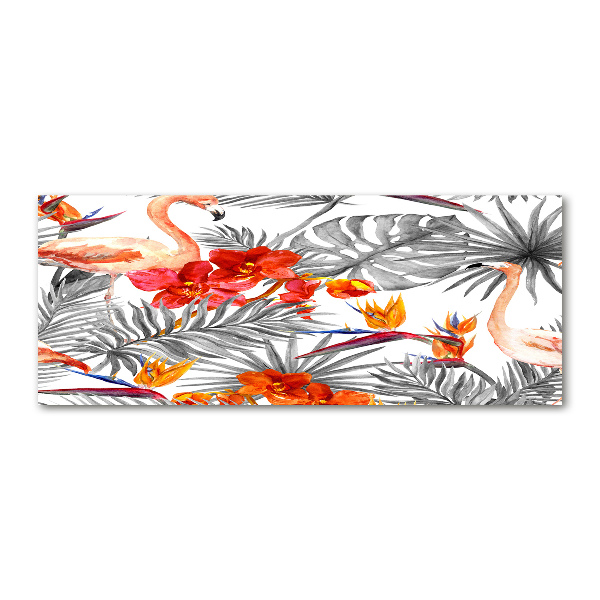 Plexiglas schilderij Flamingo's en bloemen