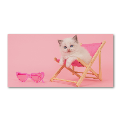 Foto in plexiglas Kat op een ligstoel