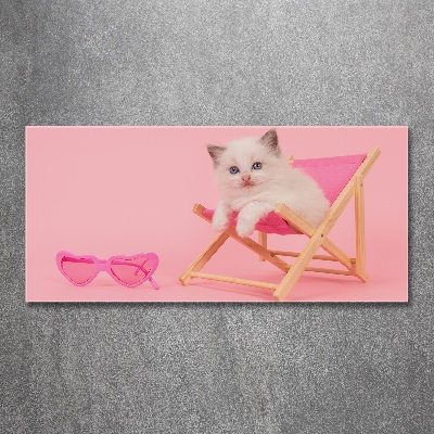 Foto in plexiglas Kat op een ligstoel