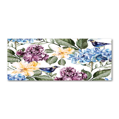 Plexiglas schilderij Bloemen en vogels