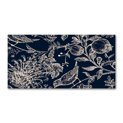 Plexiglas schilderij Bloemen en vogels