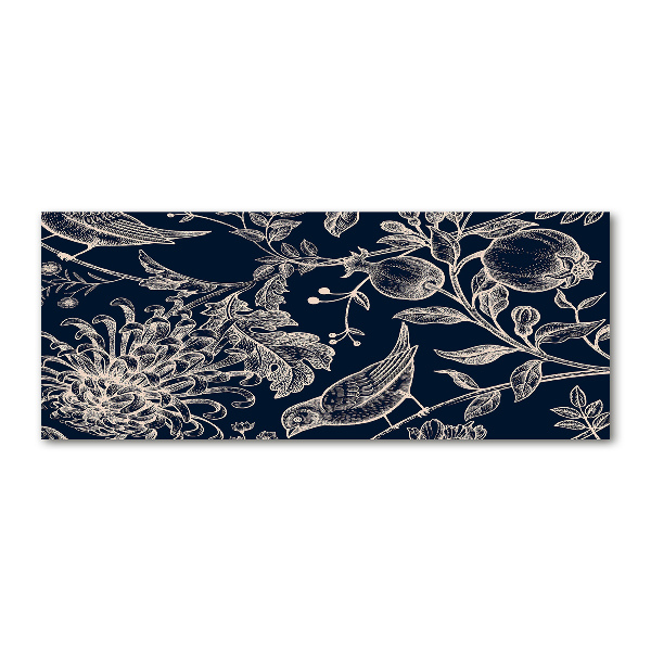 Plexiglas schilderij Bloemen en vogels