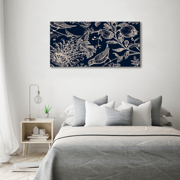 Plexiglas schilderij Bloemen en vogels