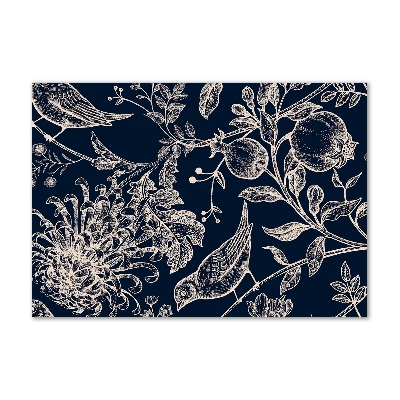 Plexiglas schilderij Bloemen en vogels