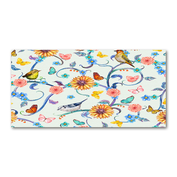 Foto op plexiglas Bloemen en vogels