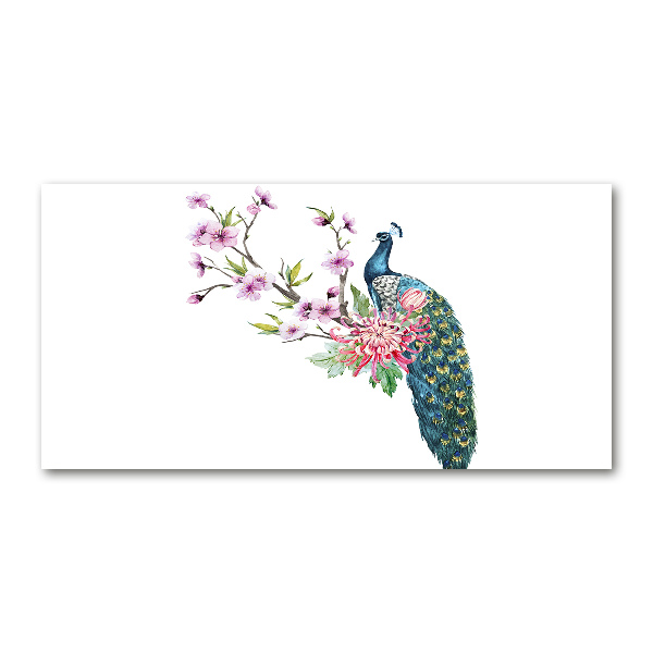 Plexiglas schilderij Pauw en bloemen