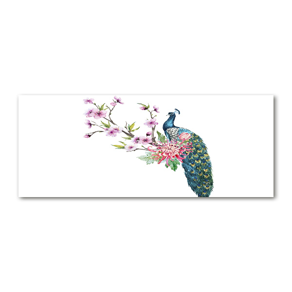Plexiglas schilderij Pauw en bloemen