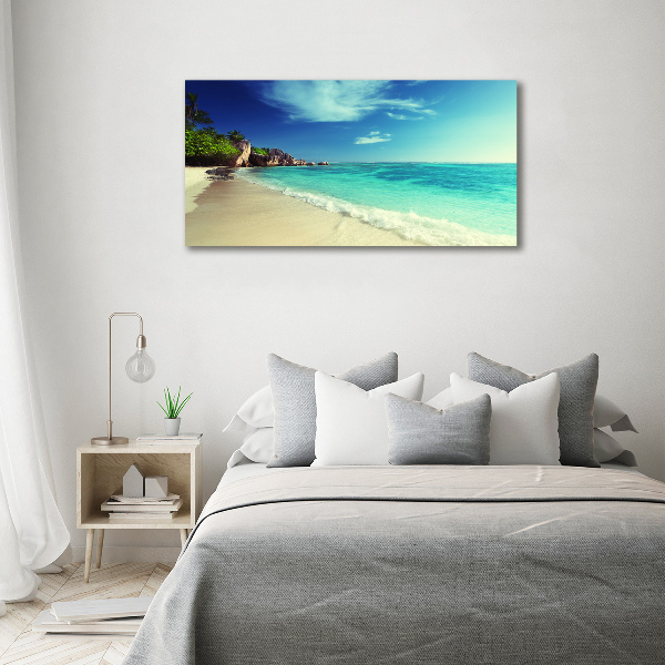 Schilderij op acrylglas strand op de Seychellen