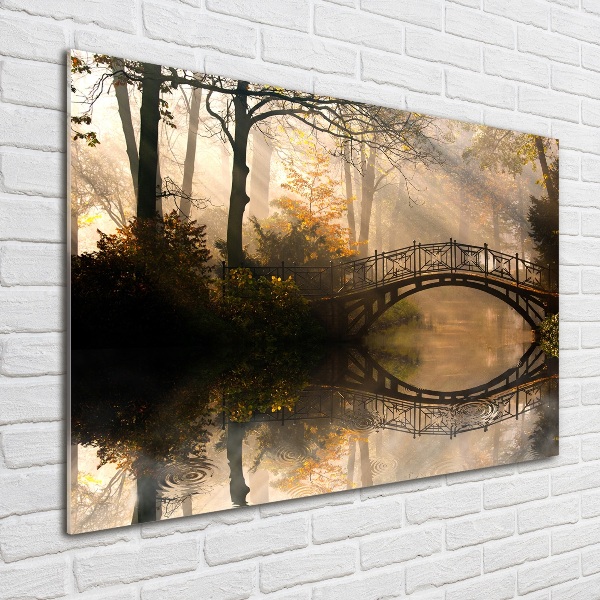 Foto op plexiglas Oude brug in de herfst