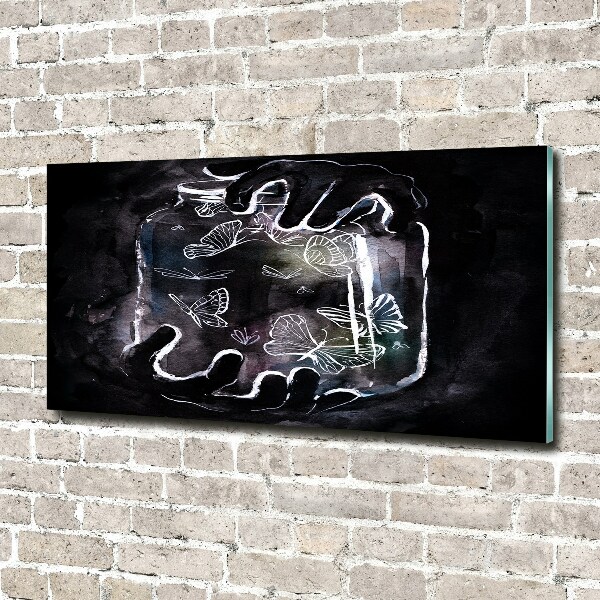 Schilderij op acrylglas Vlinders in een pot