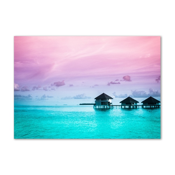 Schilderij op acrylglas Bungalows boven het water