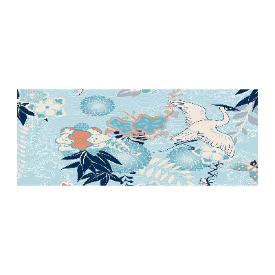 Foto op plexiglas Kraanvogel en bloemen