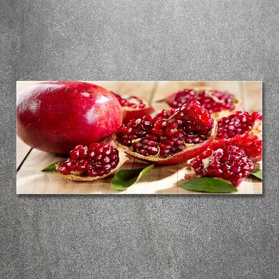 Schilderij op acrylglas Granaatappel met bladeren