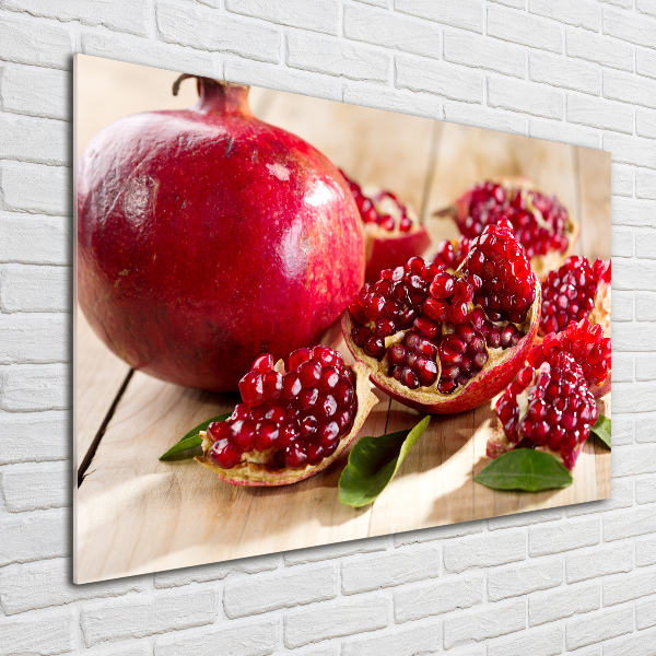 Schilderij op acrylglas Granaatappel met bladeren