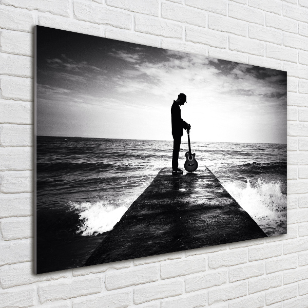 Plexiglas foto Gitarist op de pier