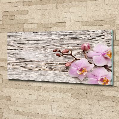 Foto op plexiglas Orchidee op hout