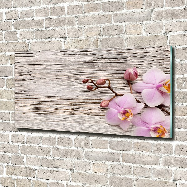 Foto op plexiglas Orchidee op hout