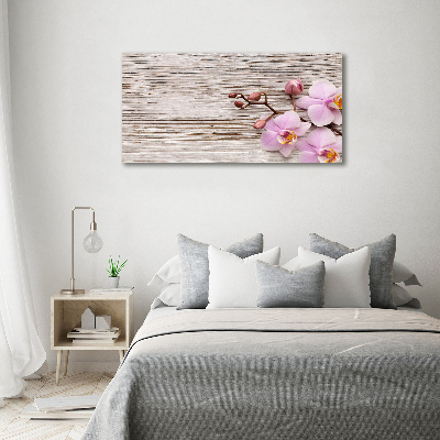 Foto op plexiglas Orchidee op hout