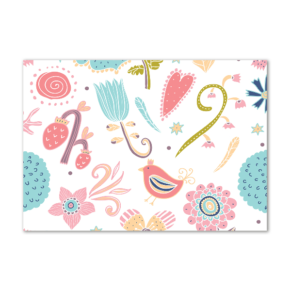 Plexiglas foto Bloemen en vogels