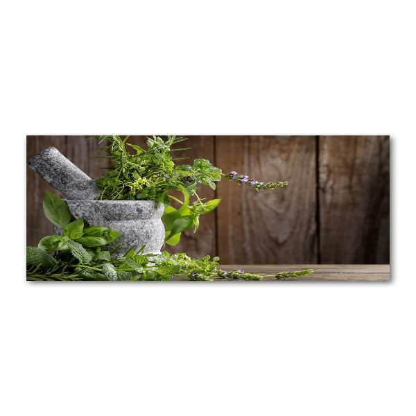 Plexiglas schilderij Kruiden in een vijzel