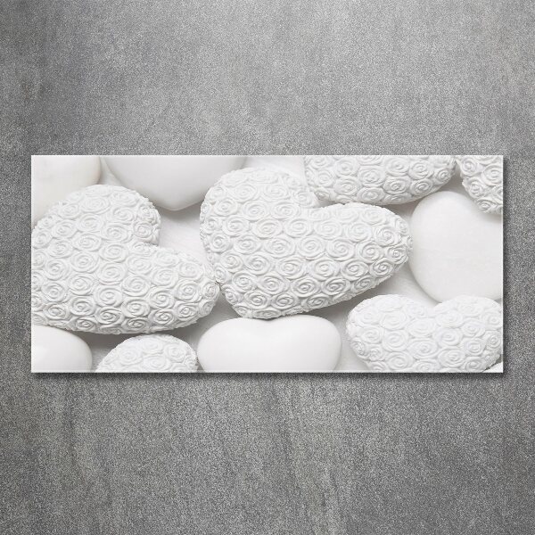 Schilderij op acrylglas Witte hartachtergrond