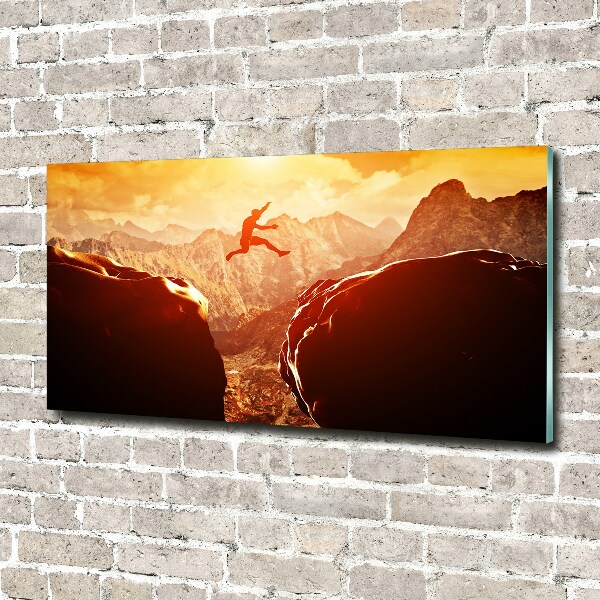 Schilderij op acrylglas Spring over de afgrond