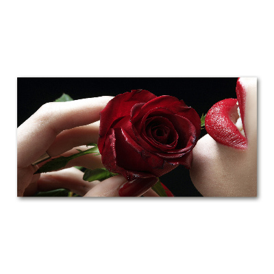 Plexiglas foto Vrouw met een roos