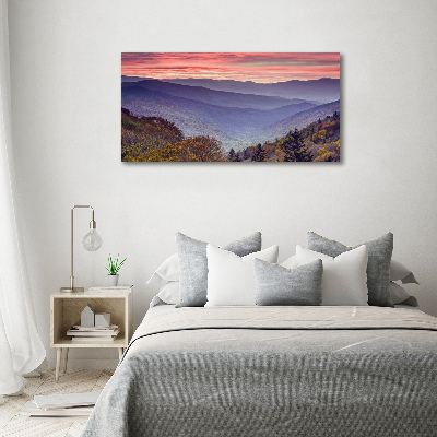 Foto plexiglas Zonsondergang boven de bergen