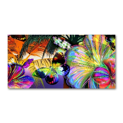 Foto op plexiglas Bloemen en een vlinder