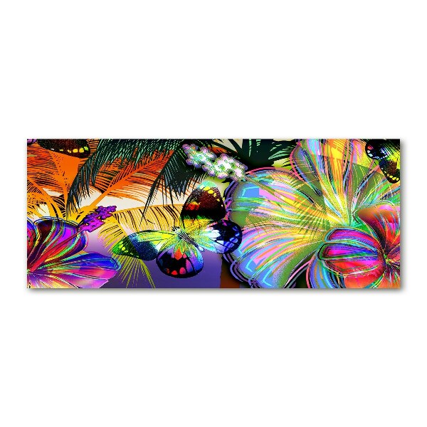 Foto op plexiglas Bloemen en een vlinder