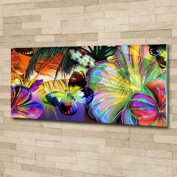 Foto op plexiglas Bloemen en een vlinder