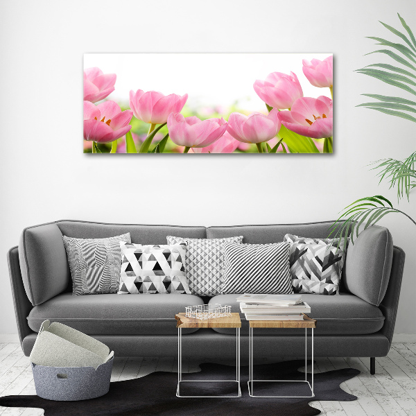 Schilderij op acrylglas Roze tulpen